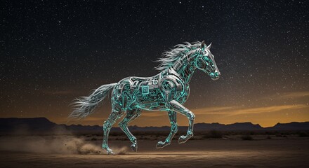Cyber Horse in Chrome Night