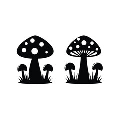 mushroom logo oyster vector design concept silhouette 