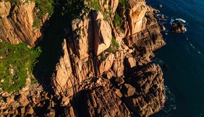 weathered jagged cliffside showing sharp textured rock patterns