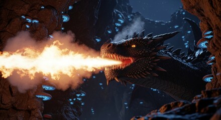 Obraz premium fire breathing dragon