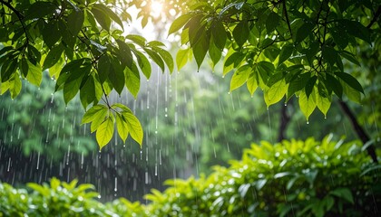 rain swept through foliage