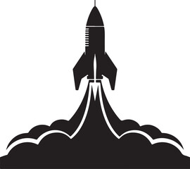 Launching Rocket Silhouette for Space Exploration and Startup Concepts
