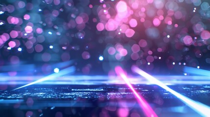 Abstract Neon Lights Bokeh Background Pink Blue Purple Glowing Rays Digital Art Futuristic Technology Design Modern Style Vibrant Energy Bright Illumination Graphic Resource Trendy Wallpaper Awesome  