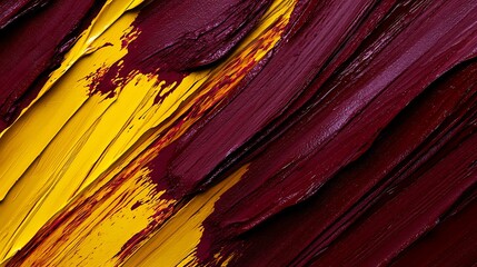 Rich burgundy ink blended with deep mustard yellow paint streaks, forming a warm and textured composition with striking layers of color.