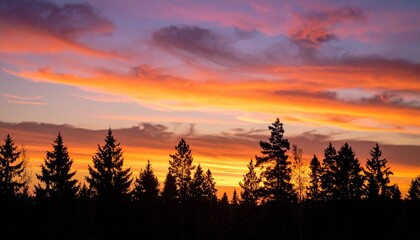 Fototapeta premium evening twilight casting soft light on treetops