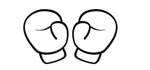 Box gloves. Boxing gloves icon. Fight concept. Sport, kickboxing, fighter symbol. Cartoon line hands. A pair of boxing gloves.