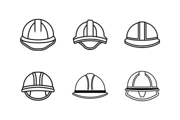 hard hat icon line art vector illustration