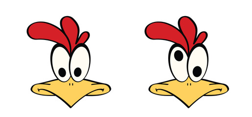 A cute cartoon chicken. A cute cartoon chicken. Crazy chicken face mascot. Comic rooster characterRooster character © MarkRademaker