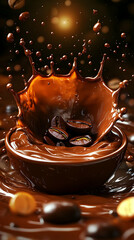 Chocolate Splash With Coffee Beans