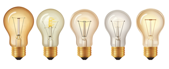 Set of light bulbs vector illustration on a transparent background.
