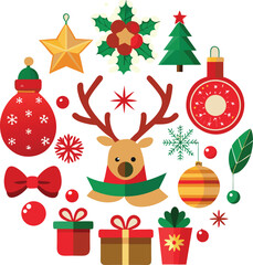 A festive collection of christmas icons reindeer ornaments gifts and more