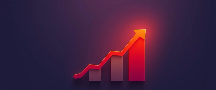 Animated growing graph icon showing progress, flat design style,  modern,  flat