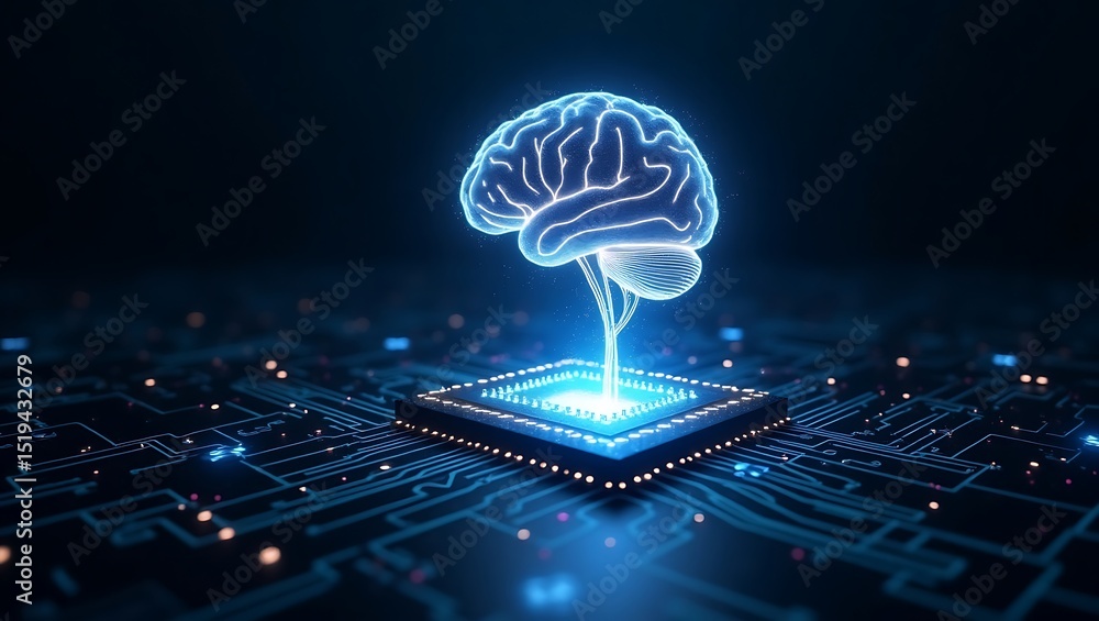 Wall mural artificial intelligence ai brain chip technology neural network concept