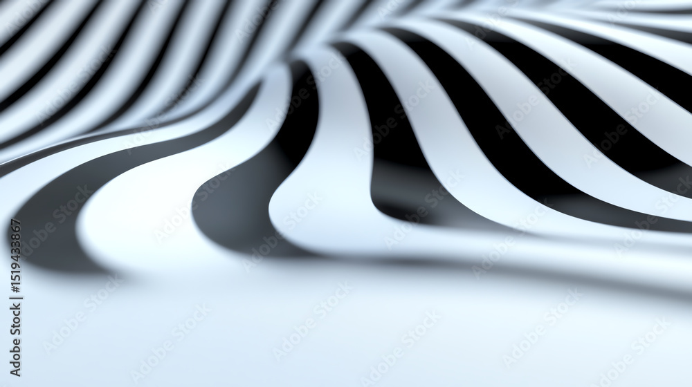 Aufkleber a mesmerizing abstract design featuring undulating black and white stripes, perfect for backgrounds 
