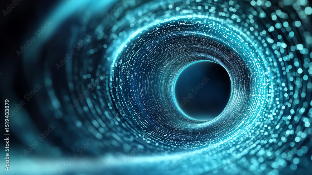 Aufkleber a mesmerizing abstract image depicting a swirling tunnel of luminous blue particles, evoking a sense
