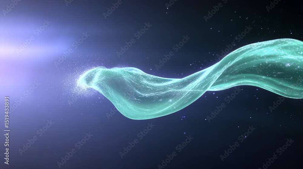 Poster a mesmerizing abstract representation of light waves, signifying energy and motion in a cosmic envir
