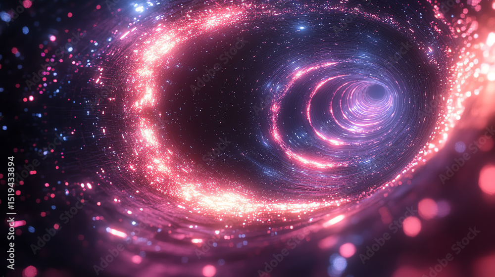 Poster A mesmerizing abstract image of a vibrant cosmic vortex filled with radiant colors and sparkling stars swirling into a void.