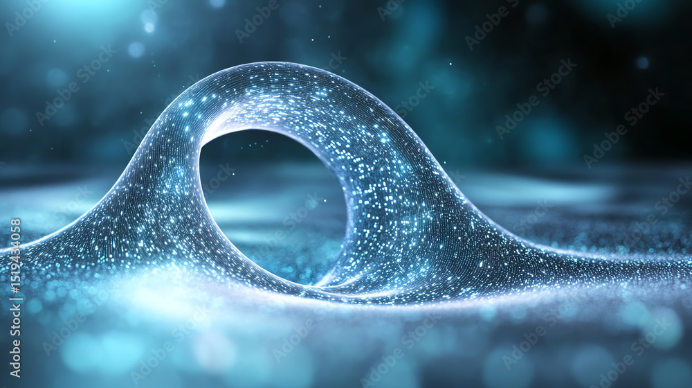Aufkleber a mesmerizing fractal wave of shimmering particles, showcasing the beauty of fluid dynamics and abst