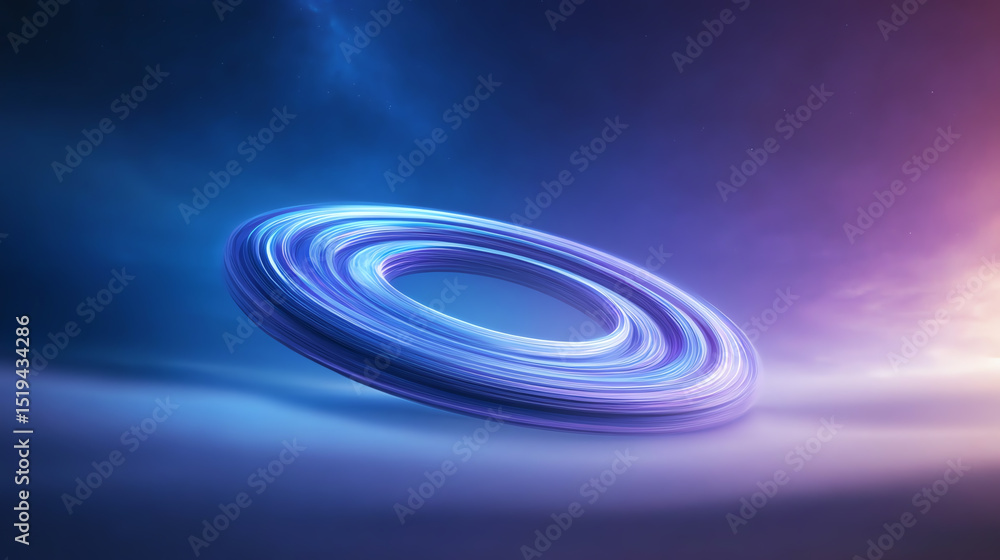 Aufkleber A mesmerizing visual of a glowing circular shape, embodying futuristic technology and artistic design in a cosmic atmosphere.