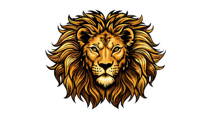 Obraz premium Majestic lion head illustration featuring vibrant mane and intense gaze depicting wildlife artistry
