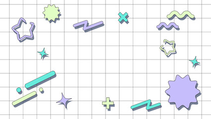 レトロポップな背景イラスト　白背景