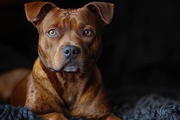 Protective dog standing strong and alert