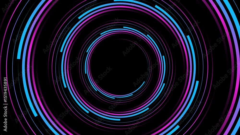 Poster abstract animated background with blue pink concentric circle lines rotating smoothly with modern fu