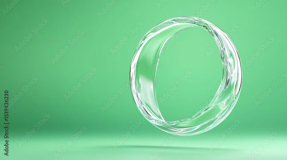 Poster A translucent glass orb floats gracefully against a soft green background, creating a serene and modern visual effect.