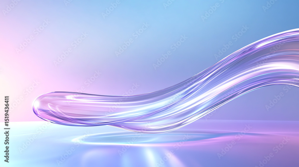 Poster A vibrant, flowing abstract design with smooth curves and a gradient of soft blue and purple hues, perfect for modern backgrounds.