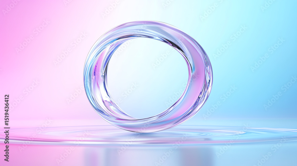 Aufkleber a vibrant, abstract design featuring a transparent ring on a colorful gradient background, showcasin