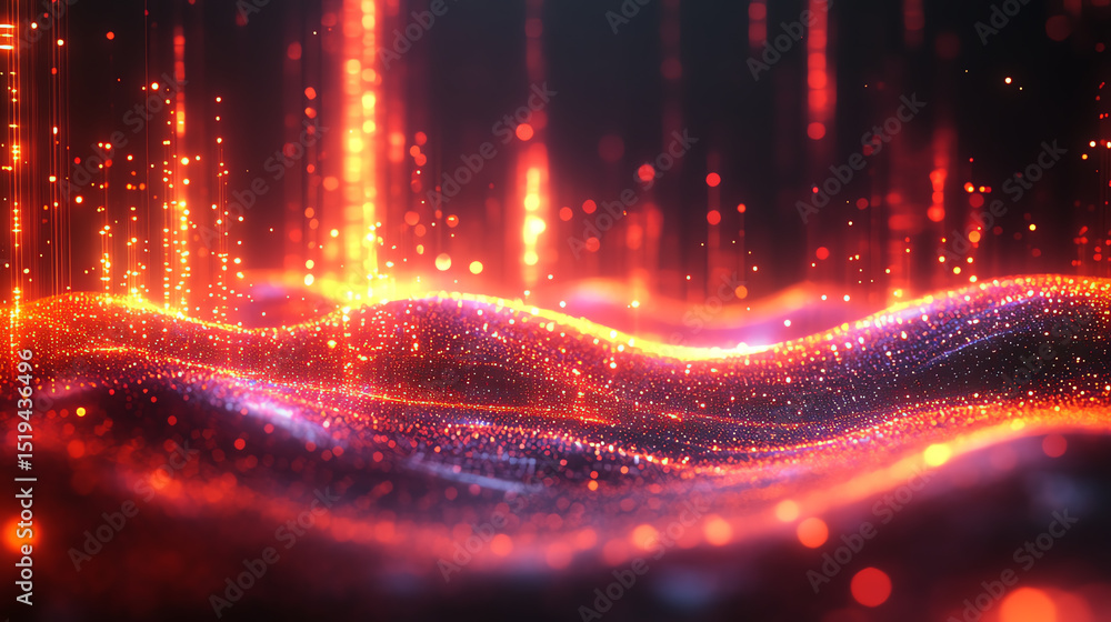 Leinwandbilder a vibrant and dynamic abstract background showcasing glowing waves and particles, perfect for tech a
