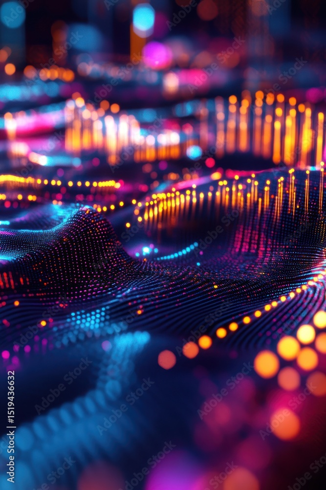 Aufkleber abstract digital art data visualization with glowing particles