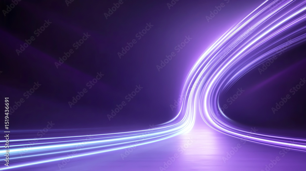 Poster a vibrant purple abstract background featuring dynamic light trails, creating a sense of movement an