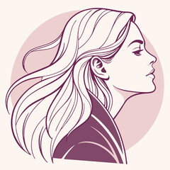 Glamorous woman with long flowing hair, a beauty and fashion illustration in sketch art style