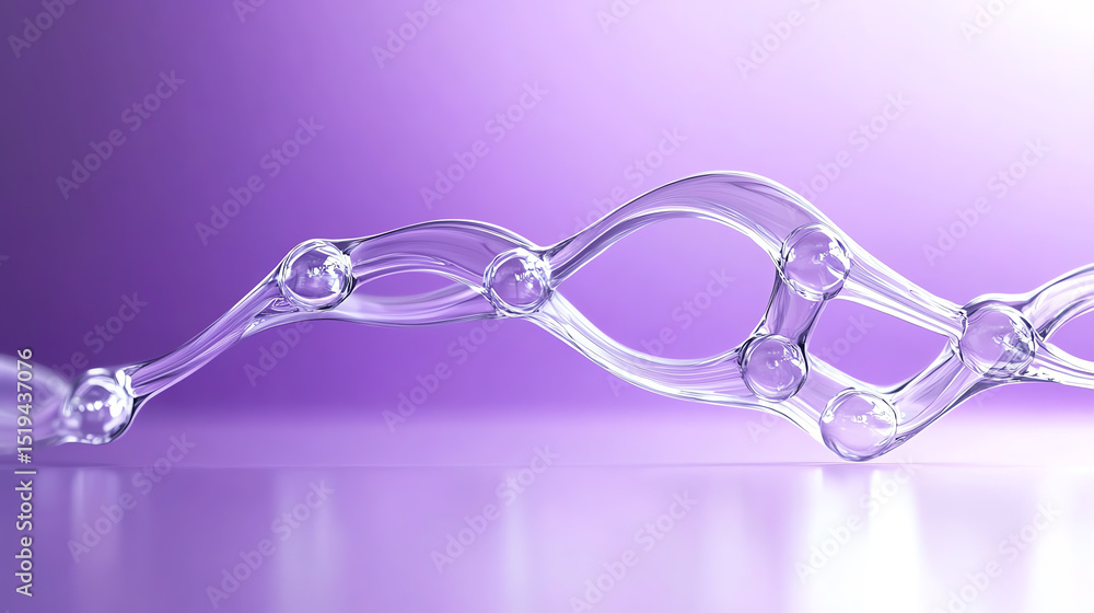 Poster Abstract representation of molecular structures with transparent forms on a soft purple background, symbolizing innovation and research.