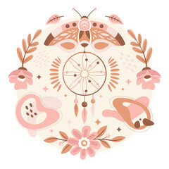 Boho Abstract Nature Elements Illustration