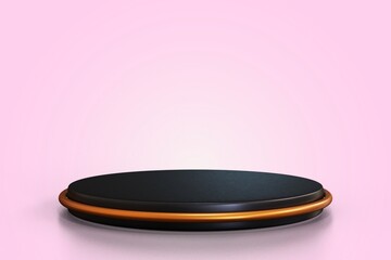 3D black Podium Display on light pink abstract Background for Product Presentation Display or Award Ceremony