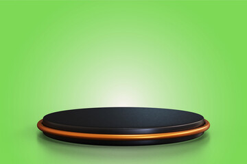 3D black Podium Display on light green Background for Product Presentation Display or Award Ceremony