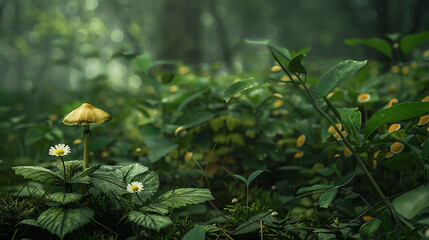 Mushroom in Lush Greenery: Stock Photo for Commercial Use.