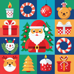 A festive christmas collage featuring santa claus and holiday icons