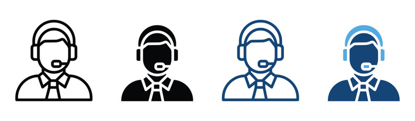 Customer service representative icon , Customer support icon with headset for assistance and service , 