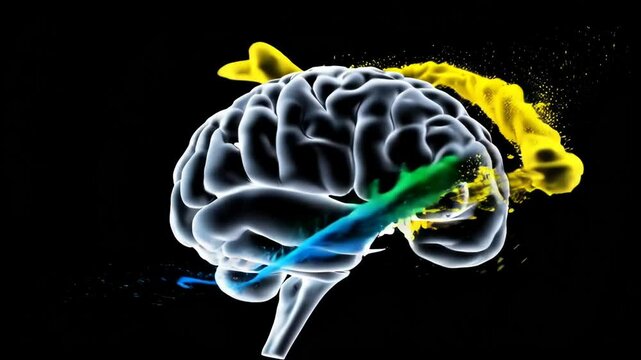 Dynamic Pigment Explosion Over Brain