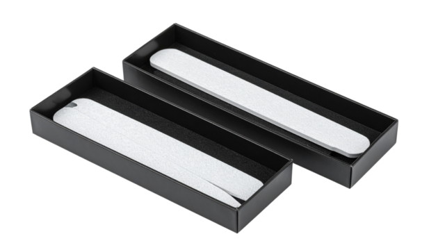 Two-Sided Nail File in Individual Packaging Isolated on solid white Background