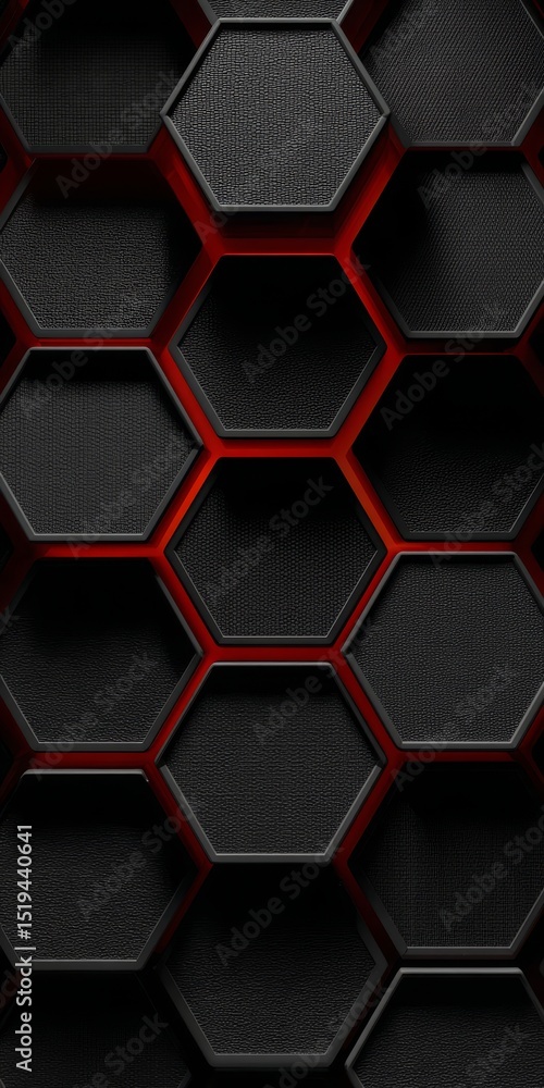 Poster modern hexagonal grid pattern featuring bold contrasting colors and geometric honeycomb design