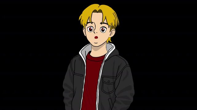 Animated Character Talking Male Yellow Hairstyle Using Jacket and Presenting for Business Explainer