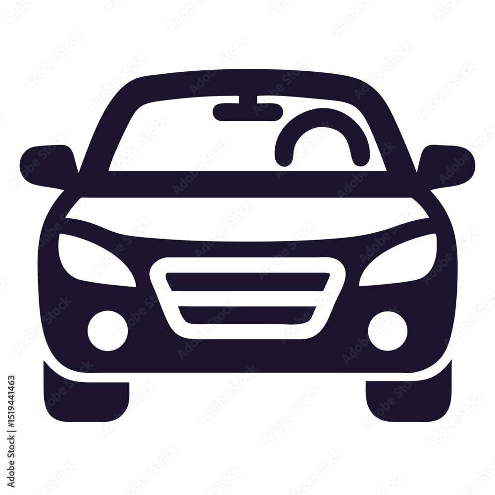 Poster black silhouette of a car with a simple outline on a white background highlighting its design and fe