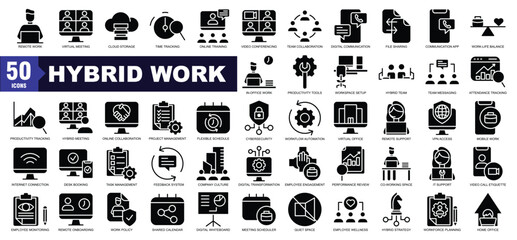 Hybrid Work Glyph Icon Set	