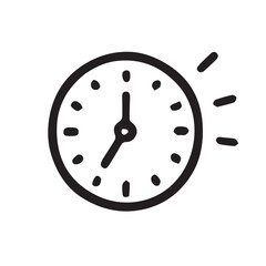 Simple clock icon with radiating lines