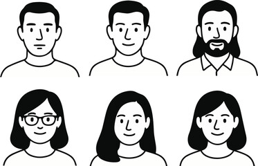 Minimalist Vector Avatar Set of Diverse People