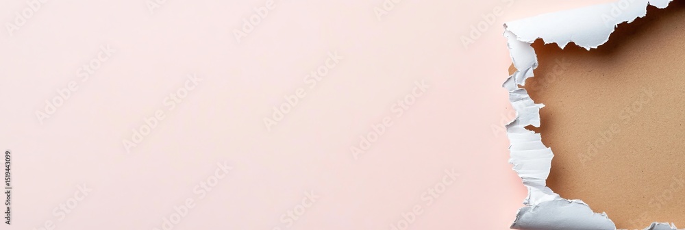 Poster abstract peach backdrop with ripped card for creative content presentations and space for text